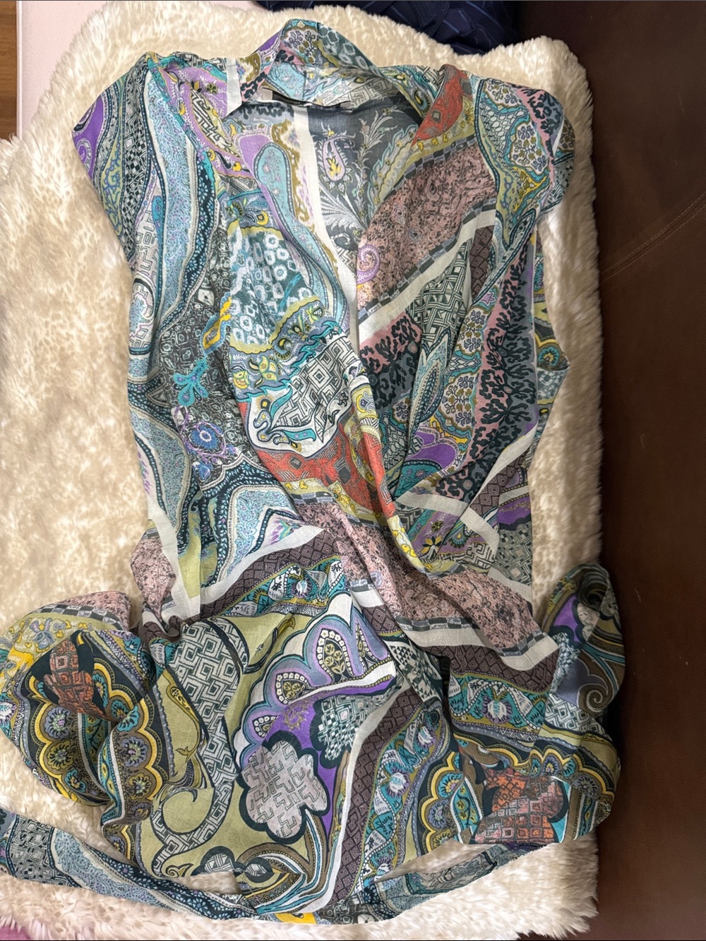 Etro Multi-Color Paisley Silk Trench Coat